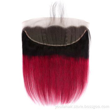 Natural 1b Burgundy 99J Color Brazilian Human Hair 13x4 Lace Front Straight Wave Virgin Hair Cuticle Aligned Ombre Lace Frontal